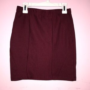 Burgundy Ribbed Textured BodyCon Pencil Skirt - S
